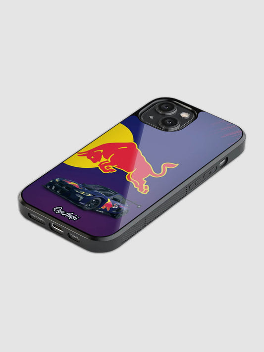 Red Bull Racing printed glass back phone case with camera protection
