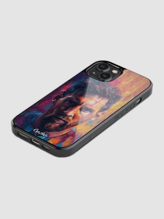 Lionel Messi graffiti glass phone case with camera protection