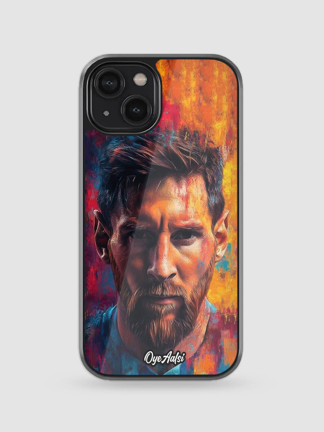 Lionel Messi graffiti inspired glass phone case for football fans