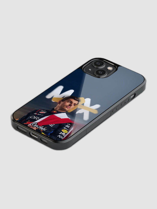 Max Verstappen printed glass back phone case with camera protection
