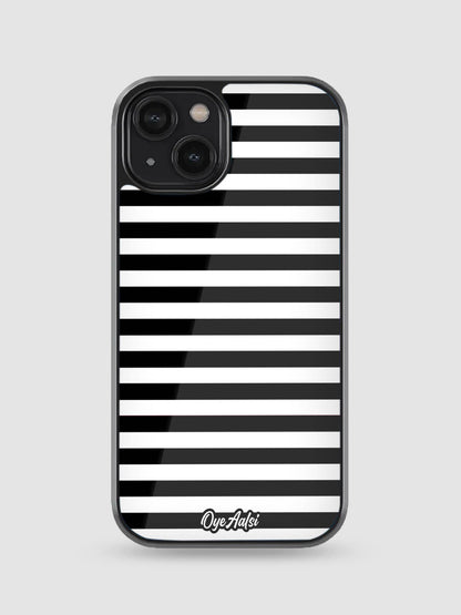 Black And White Stripes Glass Phone Case