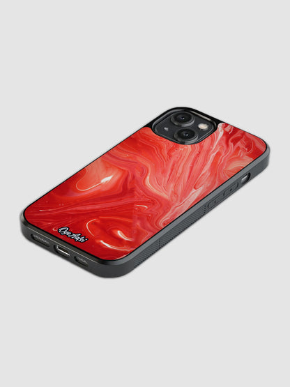 Lava Red Marble Glass Phone Case