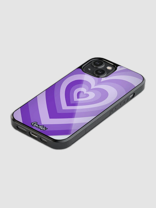 Y2K Purple Heart Glass Phone Case