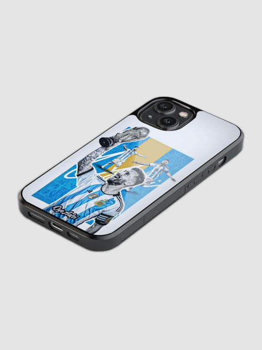 Lionel Messi World Cup Legend glass phone case with camera protection