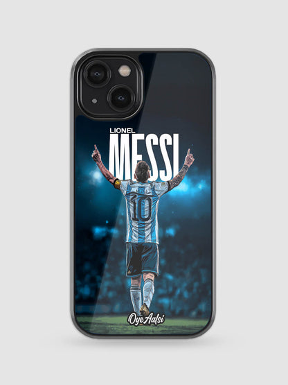 Lionel Messi celebration premium glass back cover football design