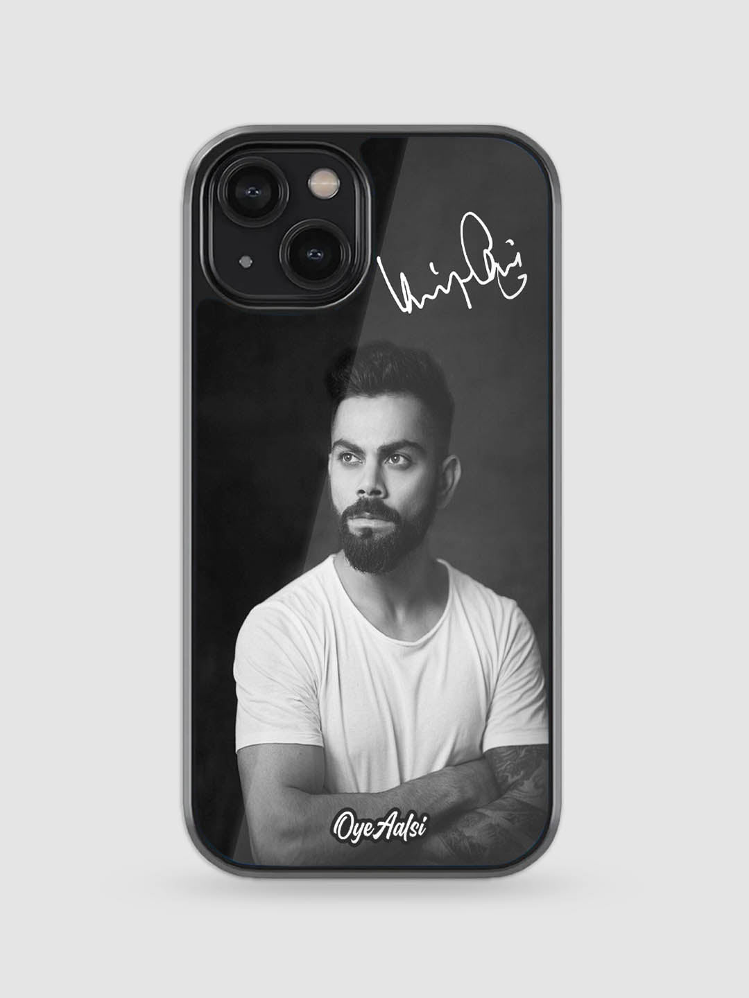 virat kohli printed glass phone case