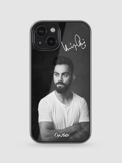 virat kohli printed glass phone case