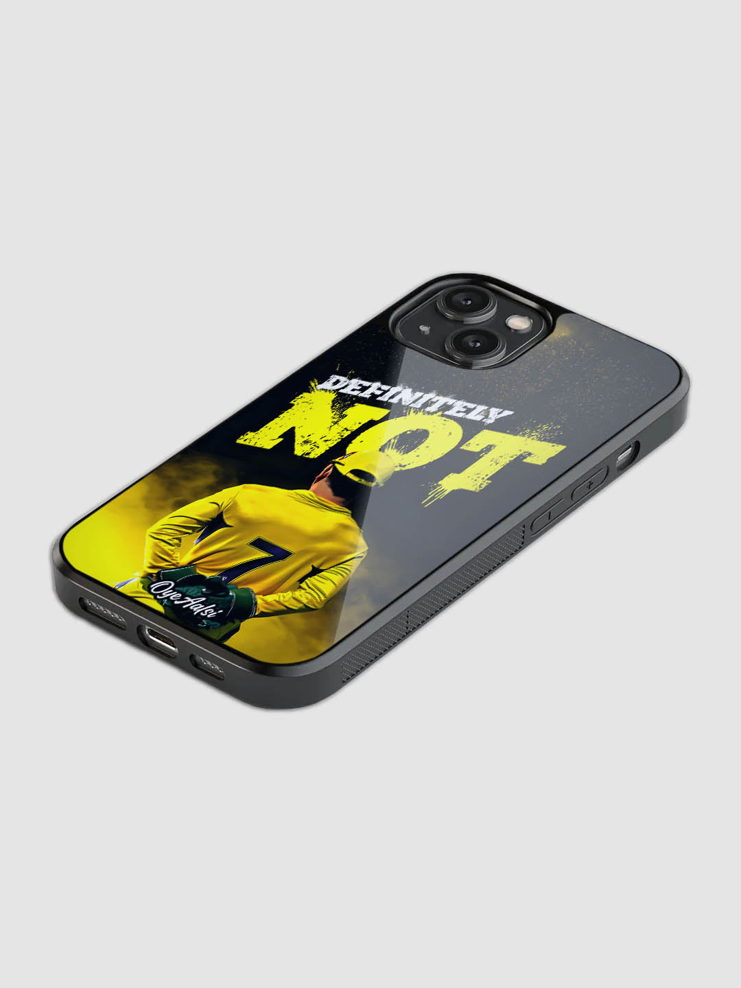 MS Dhoni Definitely Not glass phone case with camera protection