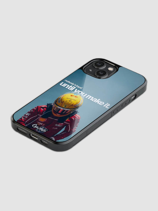 Lewis Hamilton motivational quote printed glass back phone case with camera protection
