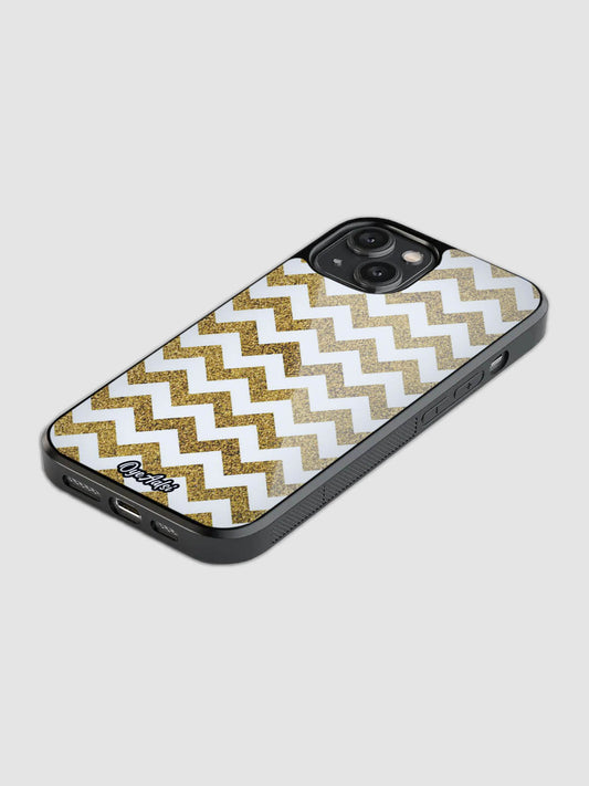 Gold Chevron Glass Phone Case