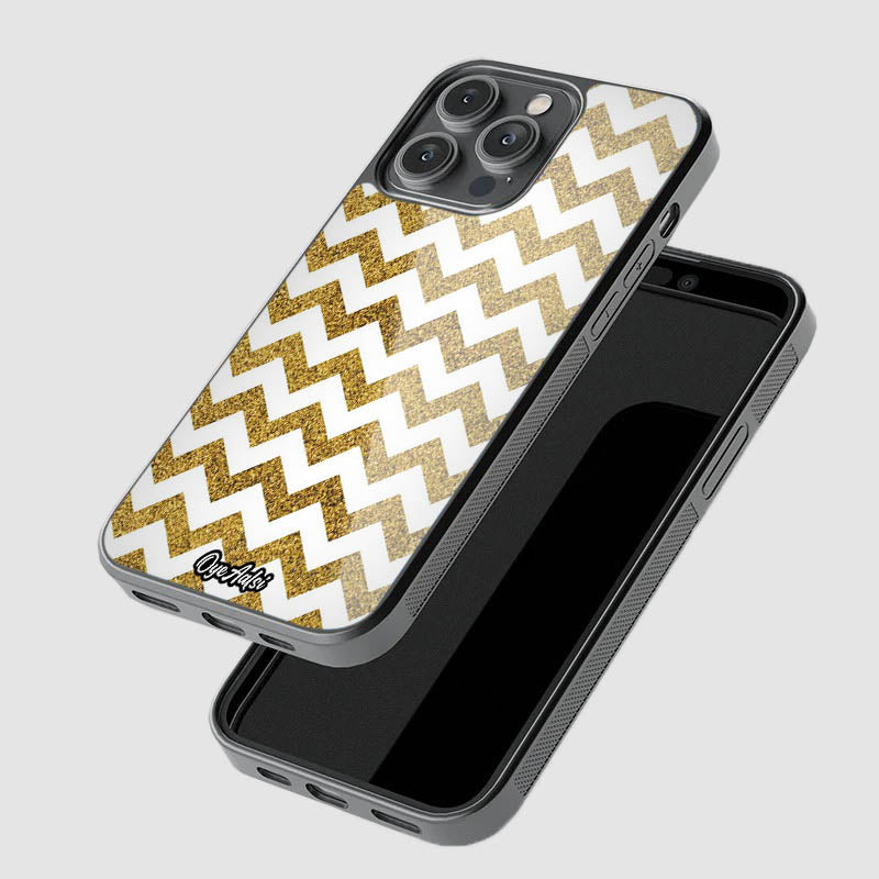 Gold Chevron Glass Phone Case