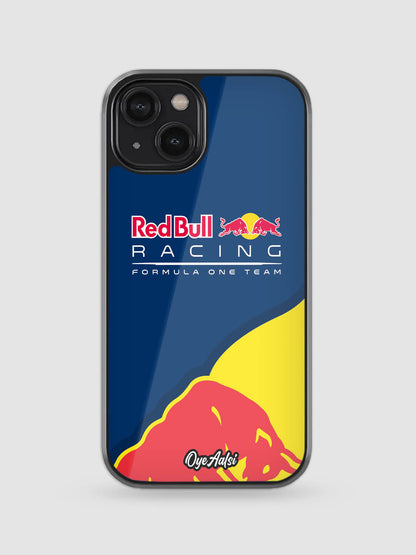 Red Bull F1 Team glass phone case inspired by Formula 1 team identity
