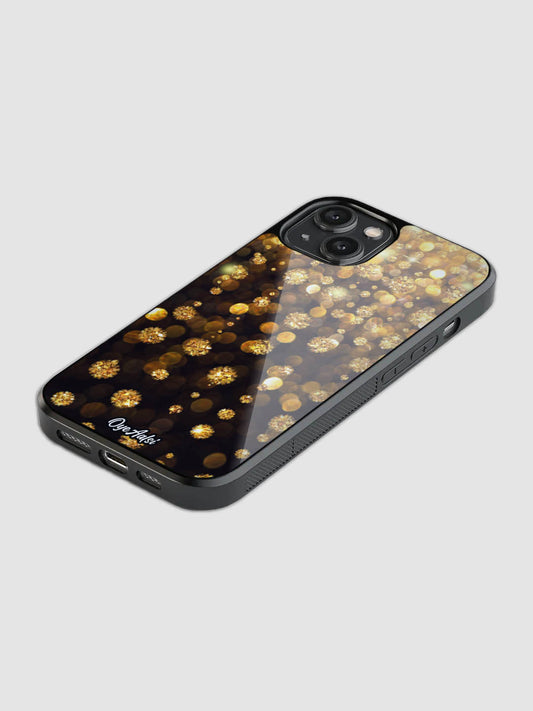 Golden Sparkle Print Glass Phone Case