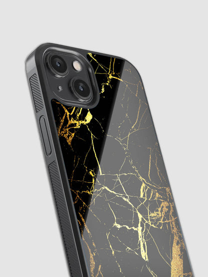 Black And Gold Marble Glass Phone Case