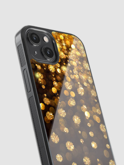 Golden Sparkle Print Glass Phone Case