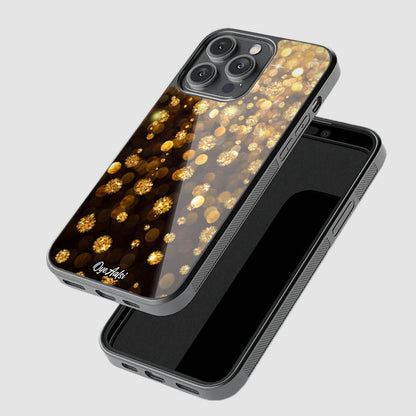 Golden Sparkle Print Glass Phone Case