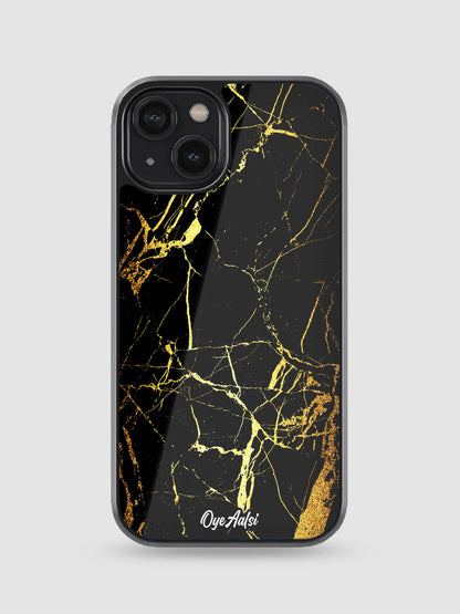 Black And Gold Marble Glass Phone Case