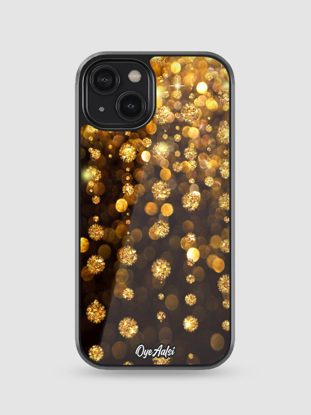 Golden Sparkle Print Glass Phone Case