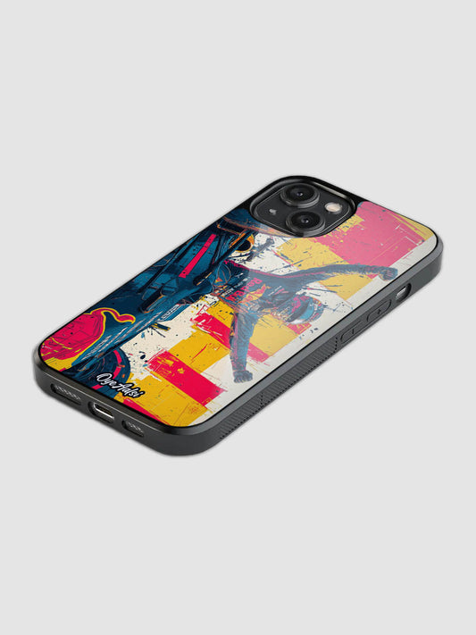 Max Verstappen celebration printed glass back phone case with camera protection
