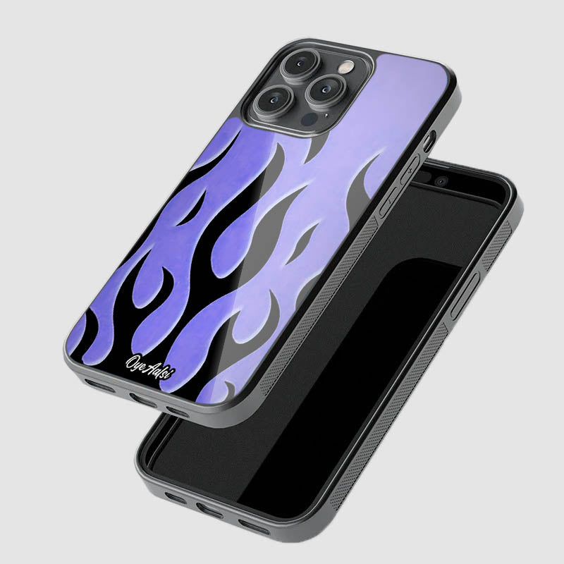 Blue Flames Glass Phone Case