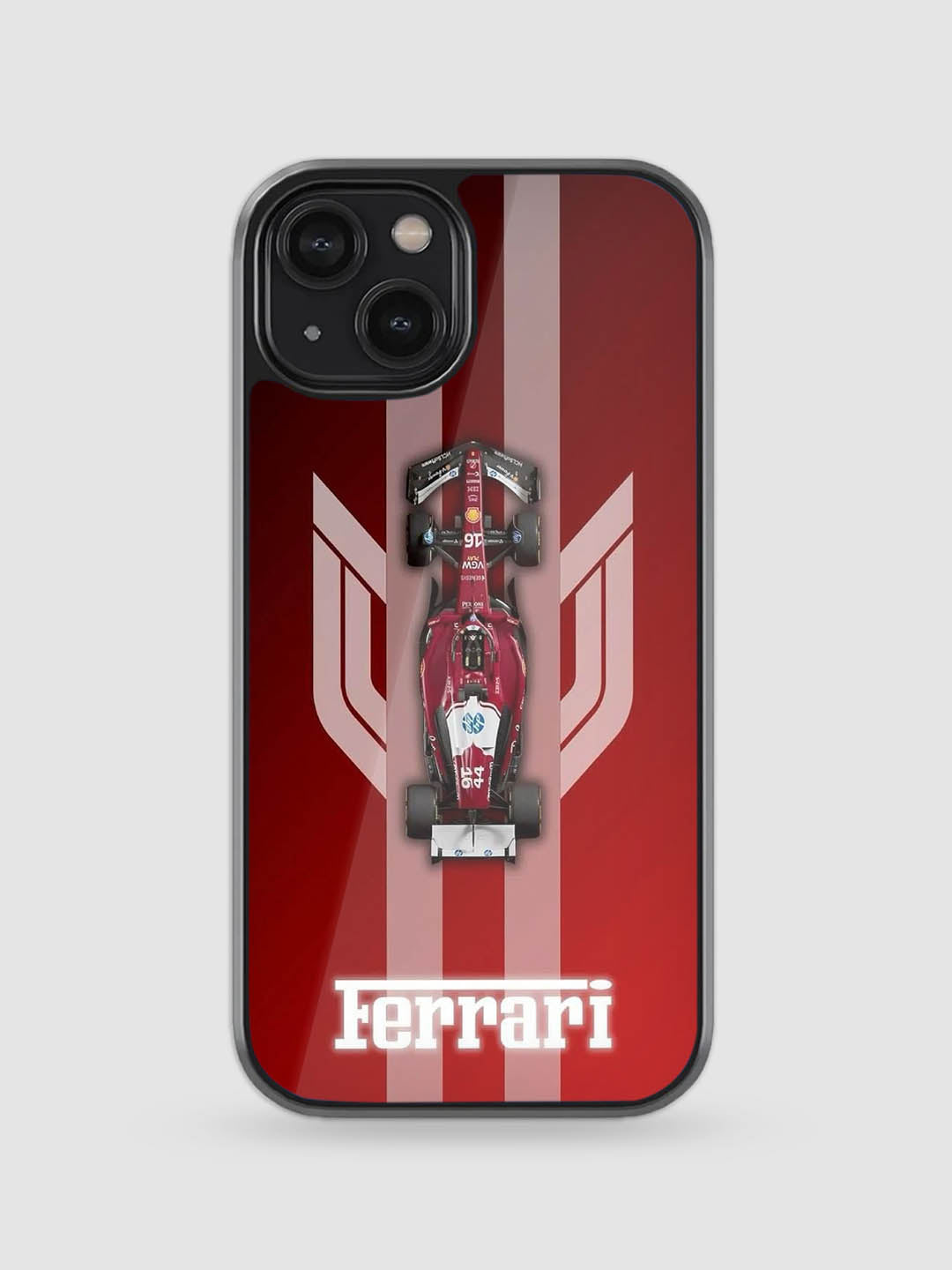 Ferrari F1 glass phone case inspired by Formula 1 racing heritage
