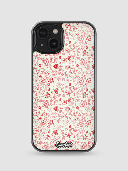 Love Doodle Glass Phone Case