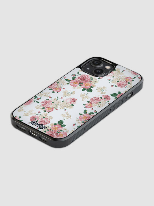 Pink Roses Floral Glass Phone Case