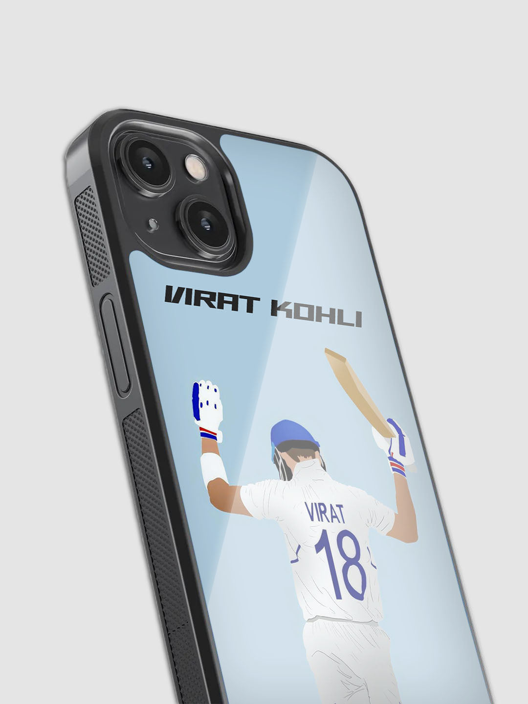 Virat Kohli glass phone case with printed back design
