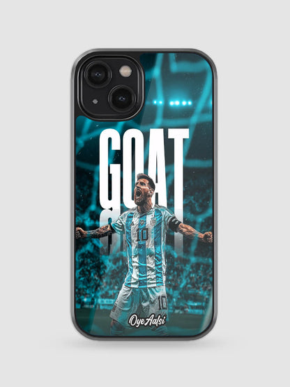 Lionel Messi GOAT premium glass back cover football design