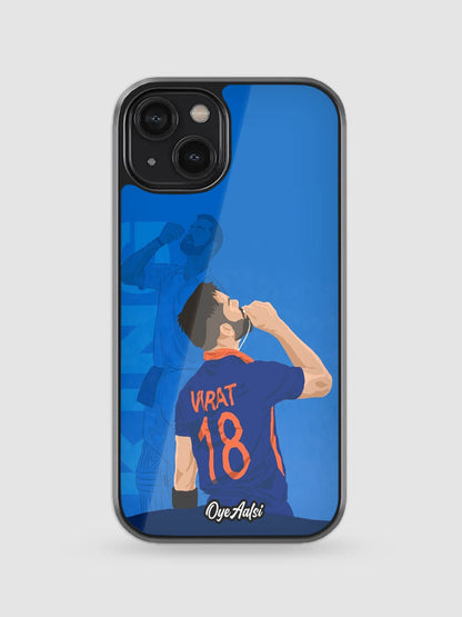 virat kohli printed glass phone case