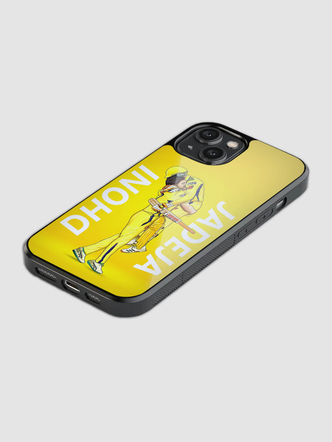 MS Dhoni & Jadeja celebration glass phone case with camera protection