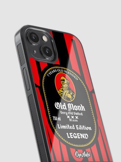 Vintage bottle label artwork on premium glass back cover