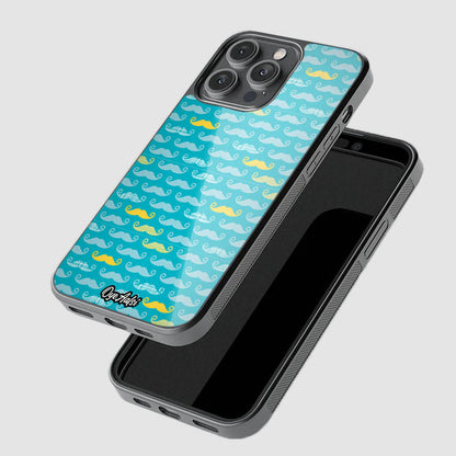 Cool Moustache Pattern Glass Phone Case