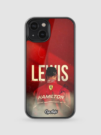 Lewis Hamilton Legend glass phone case celebrating Formula 1 racing legacy
