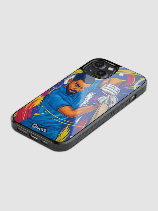 virat kohli printed glass phone case