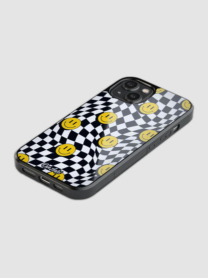 Checks & Smiley Glass Phone Case