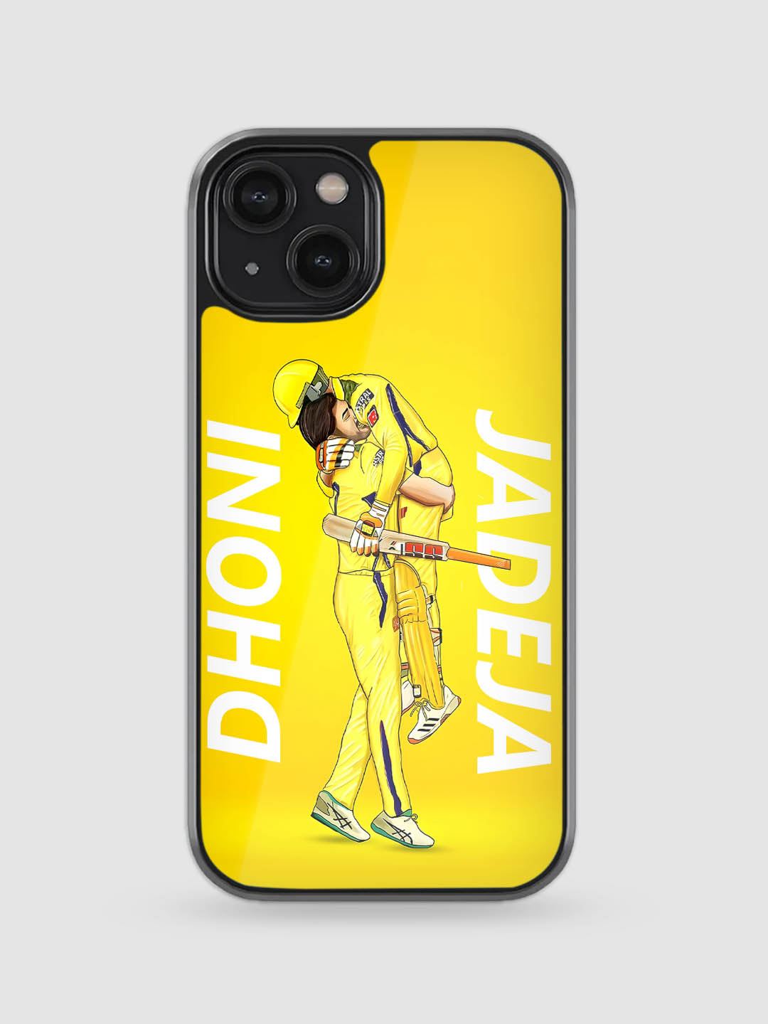 MS Dhoni Jadeja premium glass back cover cricket celebration design