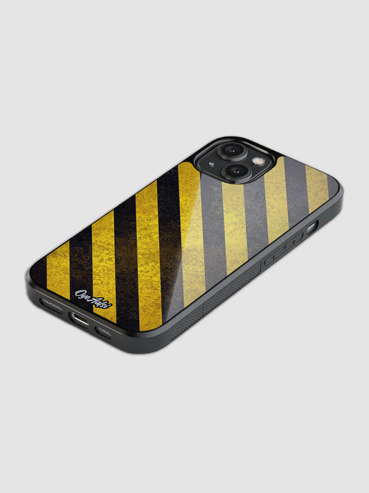 Caution Stripes Glass Phone Case