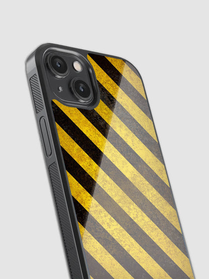 Caution Stripes Glass Phone Case