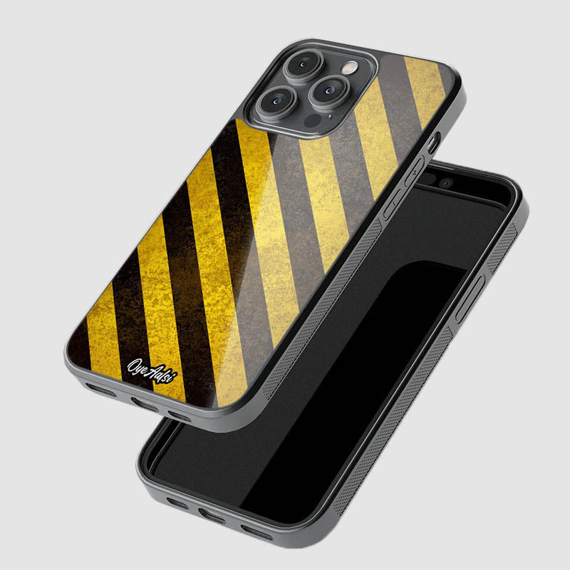 Caution Stripes Glass Phone Case