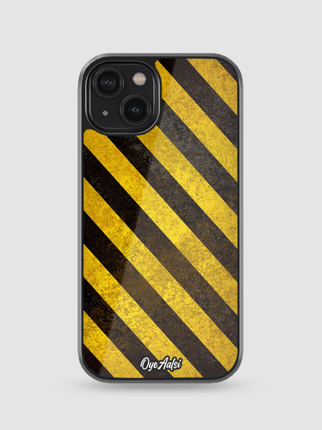 Caution Stripes Glass Phone Case