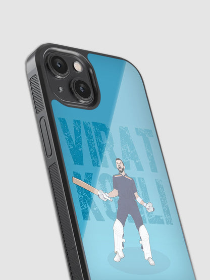King Kohli aggressive art printed glass phone cover
