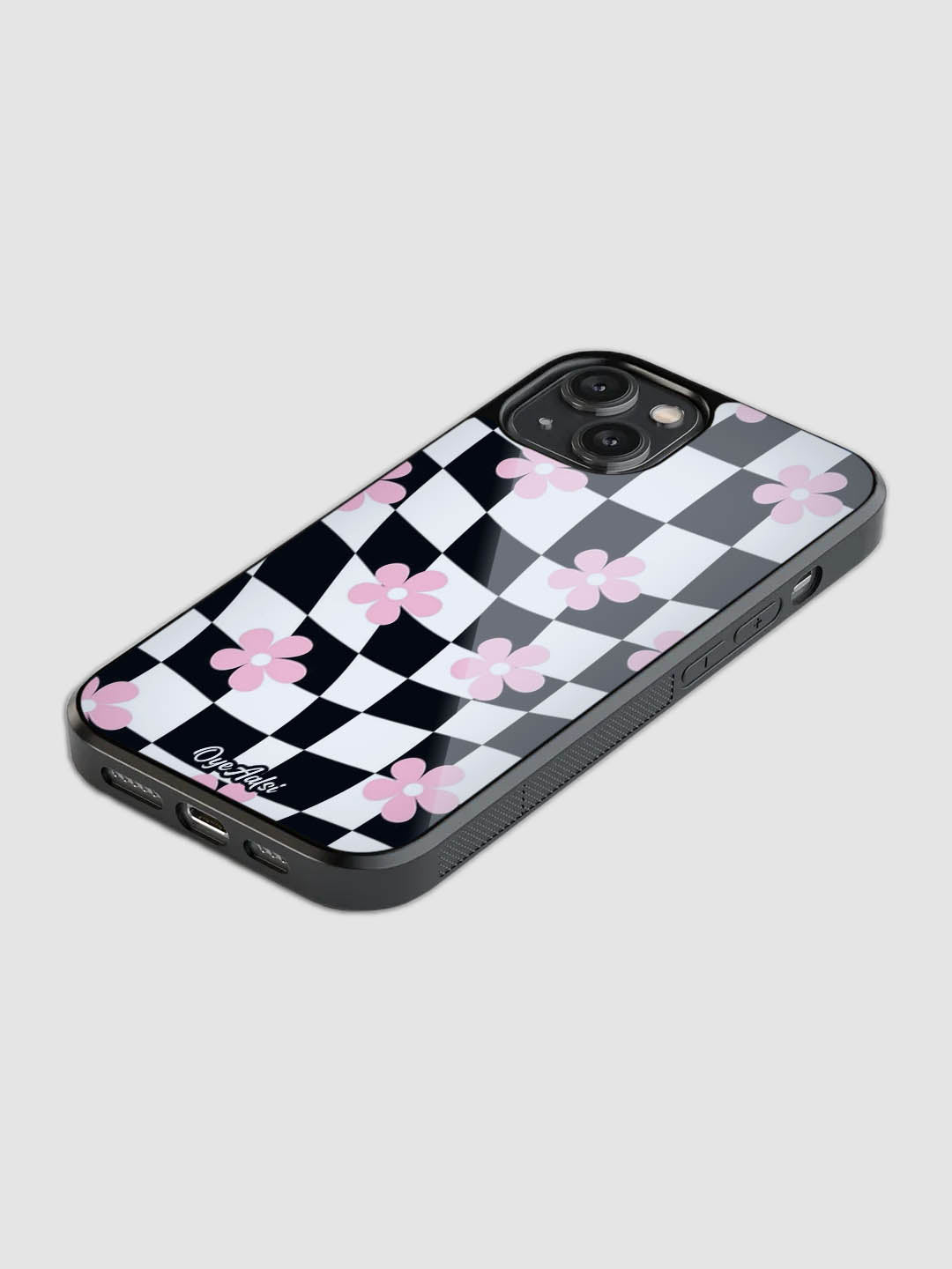 Checks & Flowers Glass Phone Case