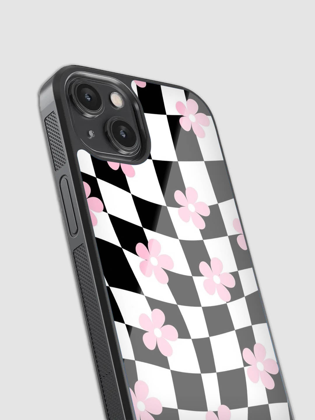 Checks & Flowers Glass Phone Case