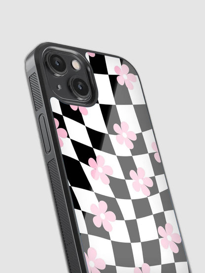 Checks & Flowers Glass Phone Case