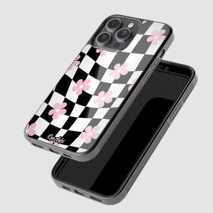 Checks & Flowers Glass Phone Case