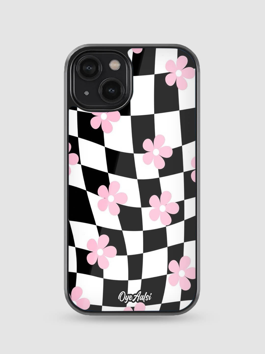 Checks & Flowers Glass Phone Case