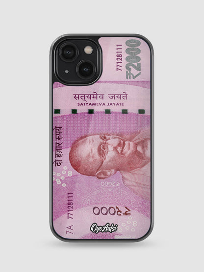 2000 Rupee Print Glass Phone Case