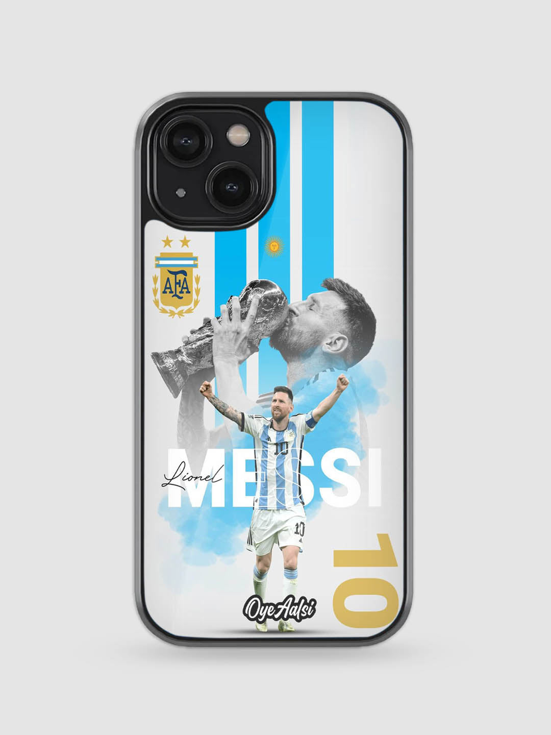 Lionel Messi World Cup premium glass back cover football design