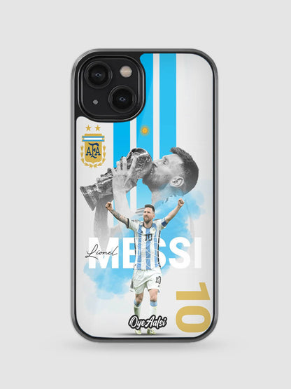 Lionel Messi World Cup premium glass back cover football design